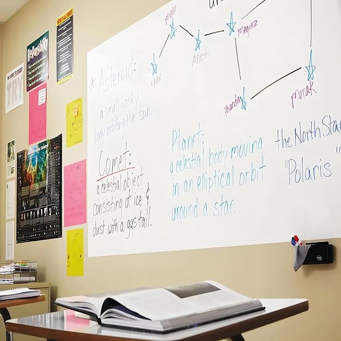 Dry Erase Adhesive Whiteboard Paper, 47" x 60" Stick on Magnetic Contact White Board Sticker on Wall for School, Office, Kitchen Fridge, Kids Drawing