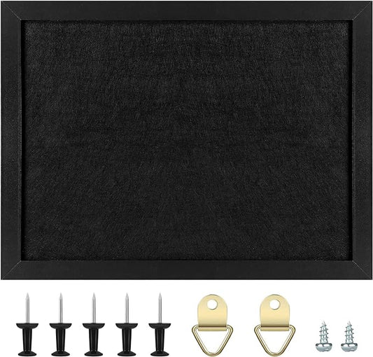 TORASO Cork Board Bulletin Board, 13" X 17" Cork Boards for Walls with Pins, Eye Bolts, gaskets, Screws, Pin Board for Office, School and Home (BK,33x43cm,1p)