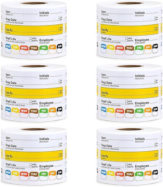 Restaurant Quality Shelf Life Food Rotation Labels, 2” x 3” Self-Adhesive Removable Freezer Food Labels Stickers, Perfect for Reusable Containers, Easy to Remove, Food Safety Date Sticker (6 PCS)