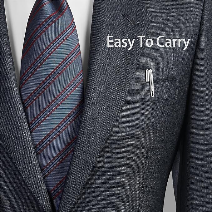 Cambond Ballpoint Pens Metal Pen - Silver Pens Black Ink Nice Pens for Gift Business Men Police Flight Attendant 1.0 mm Medium Point Office Pens, 3 Pens with 3 Refills (Silver)