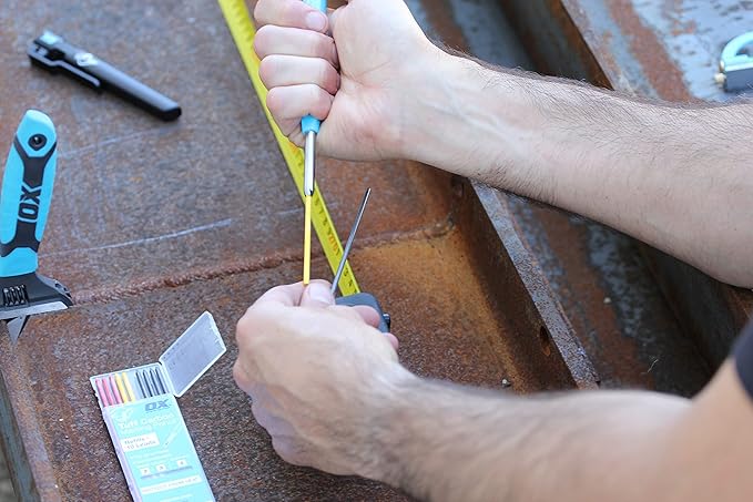 OX Tools Tuff Carbon Marking Pencil Replacement Lead 10-Pack with Red, Yellow & Graphite Lead, 2.8 mm lead, OX-P503202