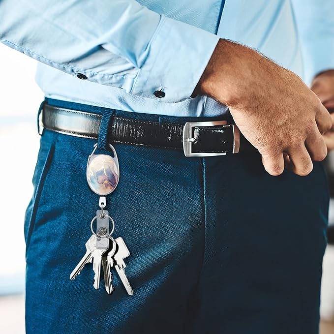 Badge Reels Retractable,Double Sided Color Print Pattern Retractable Badge Holders,with Retractable Keychain, Badge Clip and Key Ring,Durable Nylon Retractable Rope