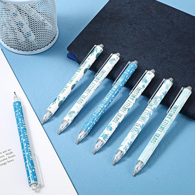 Jetec 48 Pcs Turtle Pens Gifts Inspirational Cute Ballpoint Pens Bulk Motivational Employee Appreciation Gifts Black Ink for Turtle Lovers Thank You Coworkers