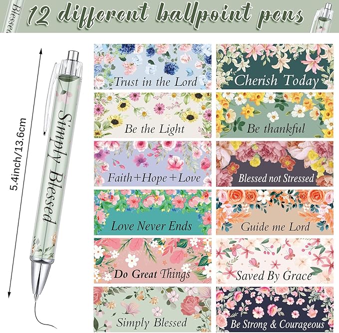 Colarr 24 Pcs Christian Bulk Gifts for Women Men Bible Verse Pens and Notebooks Religious Easter Gifts Scripture Ballpoint Pens Journals Sunday School Church Inspirational Study Supplies(Delicate)