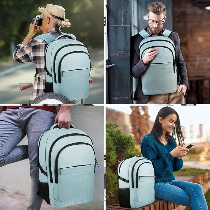 Lapsouno Business Laptop Backpack, Travel Laptop Backpack, Backpack, Anti Theft Sturdy 15.6 Inch TSA Friendly with USB Port, Water Resistant College School Computer Bag Gifts for Men Women,Lake Green