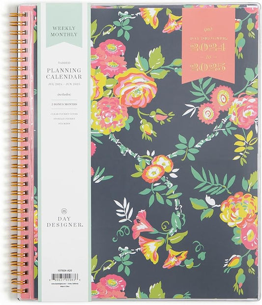 Blue Sky Day Designer for 2024-2025 Academic Year Weekly and Monthly Planner, 8.5" x 11", Flexible Cover, Wirebound, Peyton Navy (107924-A25)
