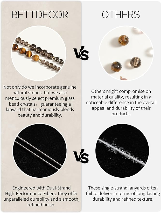 Lanyards for ID Badges and Keys,Natural Stone Beaded Teacher Lanyard for Women,Retractable Lanyard with ID Holder Cute Lanyards for Teachers(Brown)