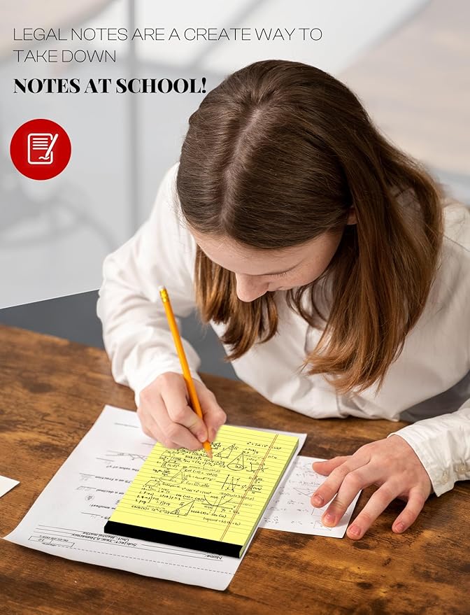 Small Legal Pads 5x8 Yellow 10 Pack Small Note Pads 5x8 College Ruled Yellow Notepads 80 GSM Lined Pads of Paper Notebook for Work Yellow Small Tablets Paper 5x8 Narrow Ruled Legal Pad 30 Sheets/Pad