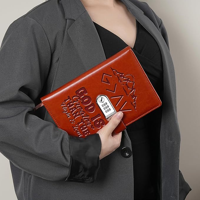 God is Greater Than The Highs and Lows Religious A5 Locking Journal Faux Lined Leather Journal Refillable Journal with Lock (Lock-God Greater Than)