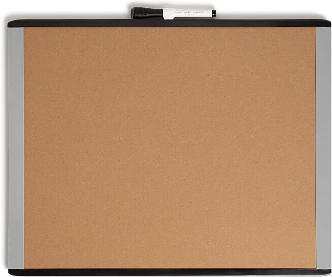 U Brands 3-in-1 Magnetic Dry Erase Calendar Board, Black and Gray Frame, Magnet and Marker Included, 16" x 20" (6712U00-01)