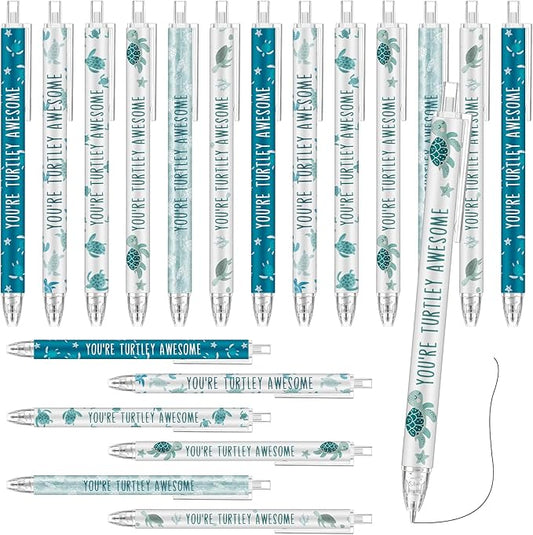 Jetec 48 Pcs Turtle Pens Gifts Inspirational Cute Ballpoint Pens Bulk Motivational Employee Appreciation Gifts Black Ink for Turtle Lovers Thank You Coworkers