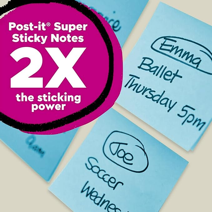 Post-it 100% Recycled Paper Super Sticky Notes, 3 in. x 3 in., 12 Pads, 70 Sheets per Pad, Oasis Collection, School Supplies and Office Products