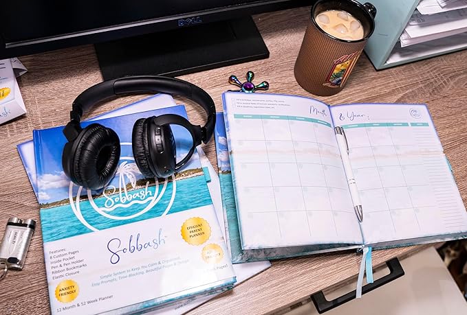 Planner: Calm & Focused for Busy Parents (or Adults). ADHD & Anxiety Friendly. Full-Color Pages, Vertical Layout, Time-Blocking, Pocket, Pen & Holder Included.