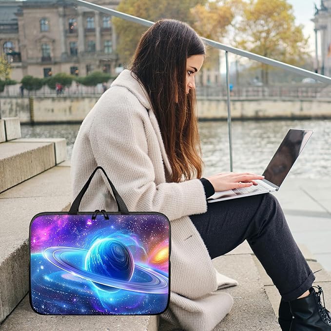 Laptop Sleeve Case Bag 15 inch, Cosmic Planet Slim Carrying Case Durable Handbag Travel Laptop Bag for 15 inch MacBook Air M3/M2/15 Pro/Surface Laptop 7/6/5/4/3/ Dell XPS 15 Plus