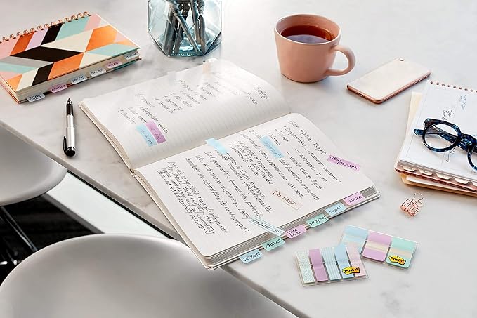 Post-it® Pastel Color Tabs, Gradient Blue, Pink, Clear, 36 Tabs/Pack