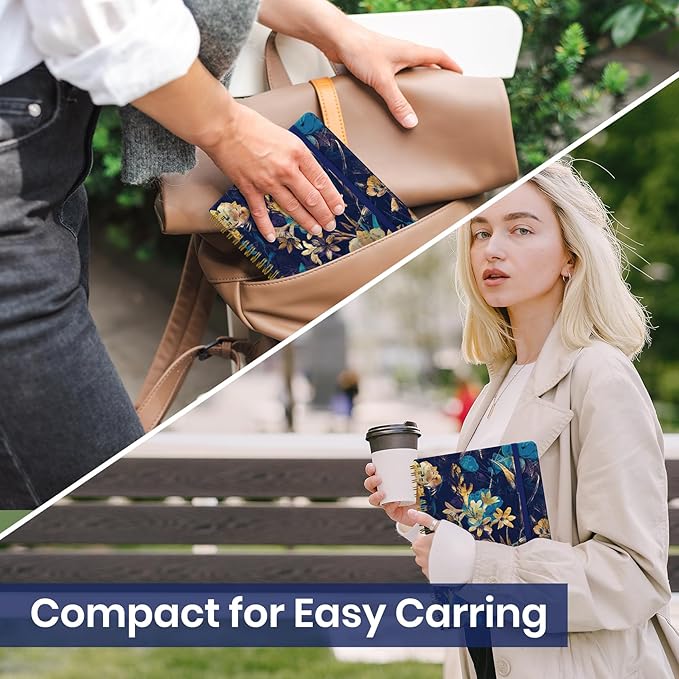 Lined Spiral Journal Notebook for Women, A5 College Ruled Journals for Writing, Hardcover Notebooks for Work, Note taking and Office School Supplies,140 Pages - Turquoise Flowers