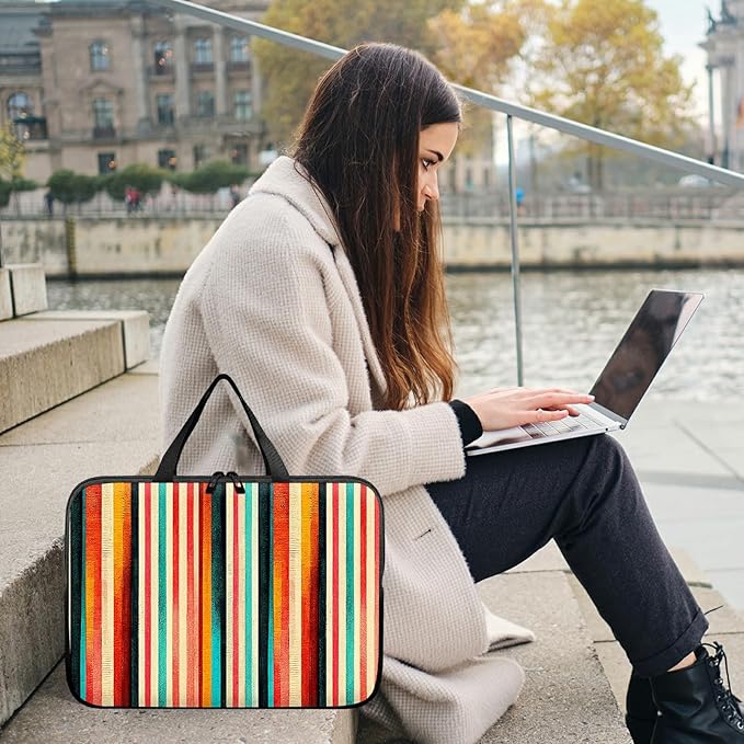 Laptop Sleeve Case Bag 15 inch, Colorful Vertical Stripes Slim Carrying Case Durable Handbag Travel Laptop Bag for 15 inch MacBook Air M3/M2/15 Pro/Surface Laptop 7/6/5/4/3/ Dell XPS 15 Plus