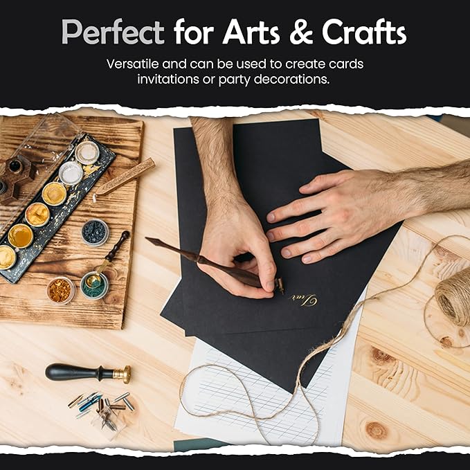 SANZIX 120 Sheets Black Cardstock 5" x 7" - 80 Lbs 220 GSM | Heavyweight Thick Paper Black Cardstock 5x7 | Perfect 5x7 Black Cardstock Printer Paper for Menus, DIY Cards, Invitations & Postcards