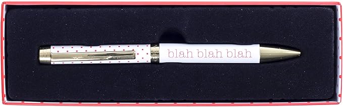 Graphique Blah Blah Blah Pink Polka Dot Fashion Pen - 5.5" Ballpoint Pen with Refillable Black Ink, Twist-Top Pen, Matching Gift Box, 1 Count (Pack of 1)