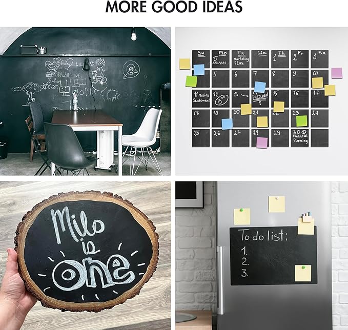 Chalkboard Wallpaper Stick and Peel: DIY Your Own Unique First Day of School Board Classroom Chalk Board Paint Self Adhesive Wall Paper with 8 Colorful Chalks (Black,17.5" x 157.5")