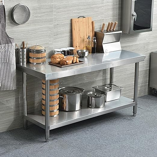 NSF Stainless Steel Table for Prep & Work 24 x 48 Inches Commercial Heavy Duty Food Prep Worktable with Undershelf for Restaurant, Home and Hotel Christmas Preparation Table