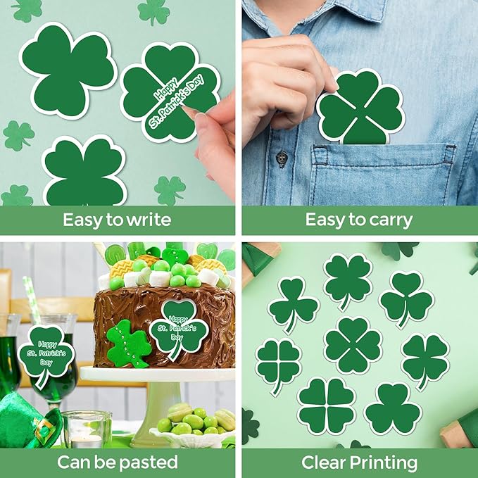 48 Pieces St. Patrick's Day Sticky Notes Shamrock Notes Pads Self-Adhesive Irish Sticky Memo Notes for School Office Home Supplies Students Teachers Presents St. Patrick's Day