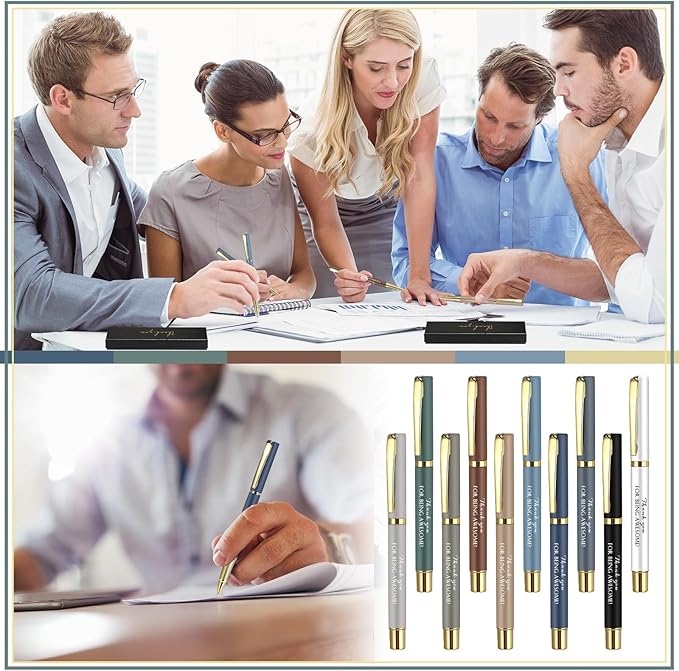 PerKoop 10 Set Thank You Gifts Inspirational Ballpoint Pens with Gift Boxes Bulk Appreciation Party Favors for Employee Coworker Staff Team Friends Office Supplies(Macaron,Awesome)