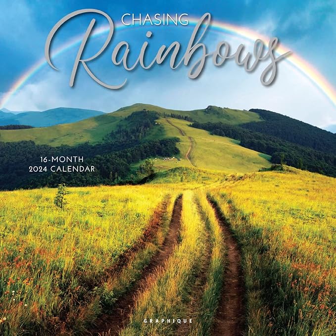 Graphique 2024 Chasing Rainbows Wall Calendar | 12” x 12” | Thick Paper | Home & Office Organizer | Large Monthly Grid | 3 Languages & Marked Holidays | 4 Month Preview Page for 2025