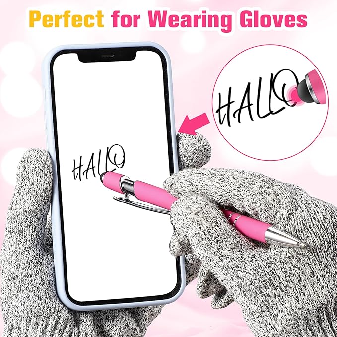 Zonon 38 Pieces Rubberized Ballpoint Pen with Stylus Tip Stylish Metal Pen Capactive Styli with Soft Rubberized Grip, Black Ink for Most Devices(Hot Pink)