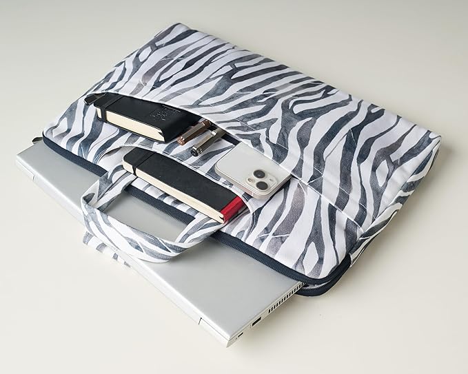 Maison d'Hermine Laptop Bag upto 15.6 inch Stain and water repellent Cotton canvas - Zebra