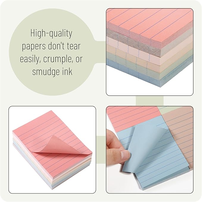 Mr. Pen Sticky Notes - Lined Pads, 3"x4", 360 Sheets, Vintage Colors