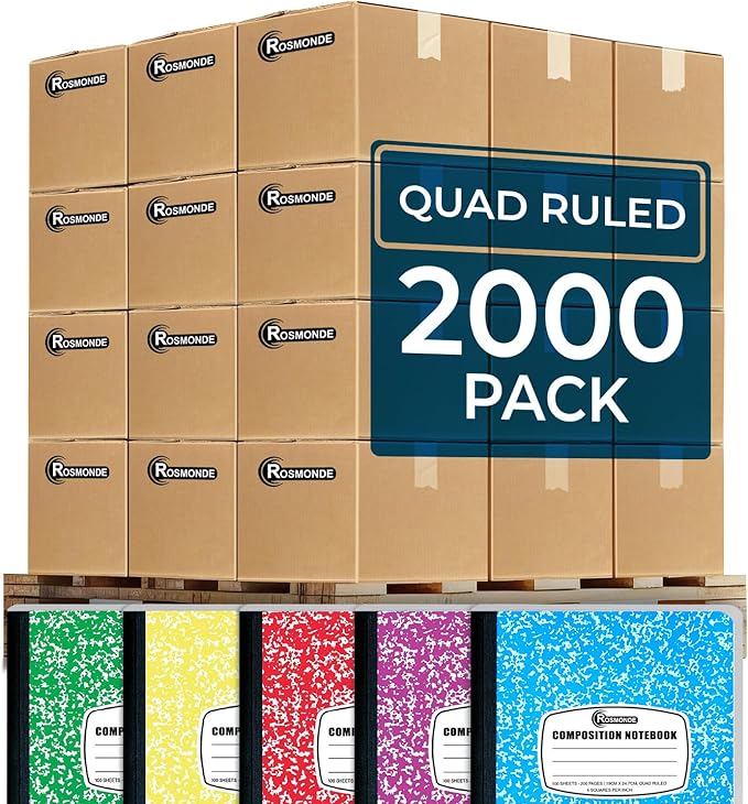 2000 Pack (Pallet) Composition Notebook Bulk, Graph Ruled, Full Pallet of Notebooks, 200 Pages (100 Sheets), 9-3/4 x 7-1/2, Bulk Notebooks for School, Bulk Office Notebooks, 4-7 Days Transit