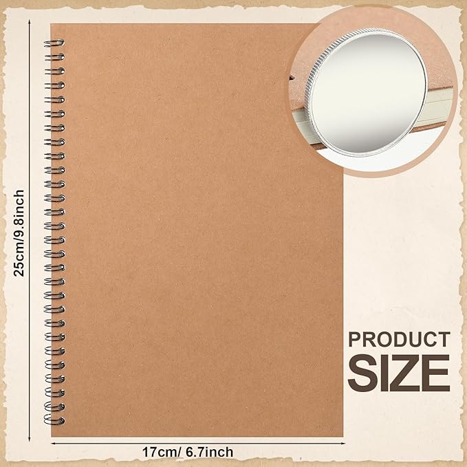 Epakh 22 Packs Spiral Notebook Hard Cover Spiral Journal, Wide Ruled Pages, 50 Sheets 100 Pages, Lined Style(Brown,B5)
