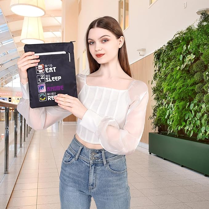 PLITI Eat Sleep Anime Repeat Cute Kawaii Manga Gift Anime Book Sleeve Anime Lover Gift Japanese Anime Fans Gift (Sleep Anime Repeat BSBL)