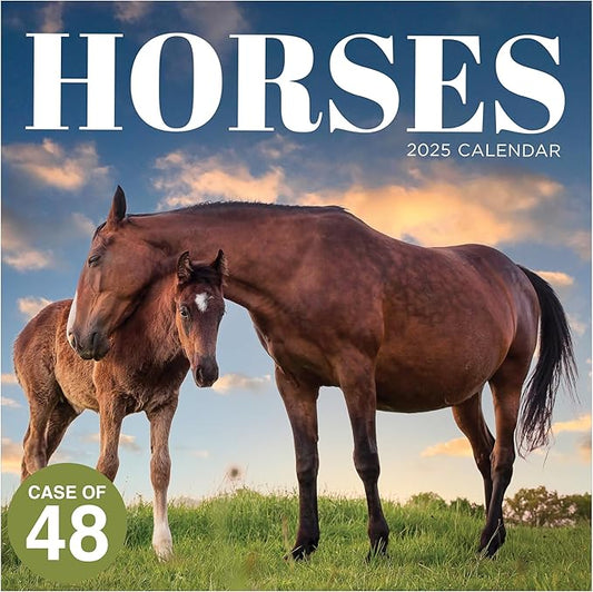TF PUBLISHING 2025 Horses Wall Calendar Case of 48 - Large Grids for Appointments and Scheduling - Vertical Monthly Wall Calendar 2025 - Home and Office Organization - Premium Gloss Paper - 12"x12”