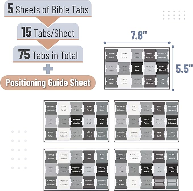 Mr. Pen- Bible Tabs, 75 Tabs, Gray, Laminated Bible Tabs for Women and Men, Bible Tabs for Study Bible, Bible Index Tabs, Bible Book Tabs, Bible Labels Tabs, Mr Pen Bible Tabs