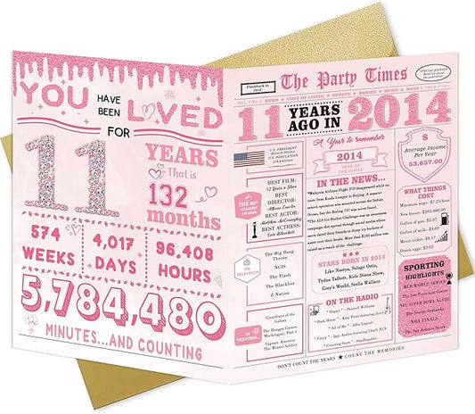 11th Birthday Decorations for Girls,11 Year Old Girl Birthday Card Gifts,11th Bday Card,11 Year Old Bday Decorations for Daughter Granddaughter Niece