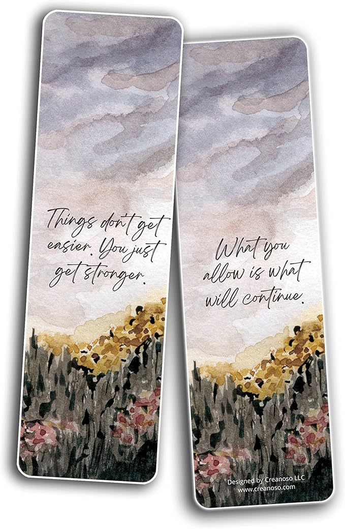 Creanoso Encouraging Sayings Bookmarks (2-Sets X 6 Cards) – Daily Inspirational Card Set – Interesting Book Page Clippers – Great Gifts for Adults and Professionals
