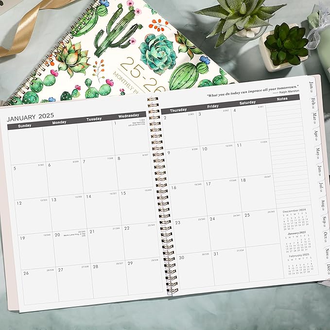 2025-2026 Monthly Planner/Calendar - Monthly Planner 2025-2026, Jan. 2025 - Dec. 2026, 9" x 11", 2025 Planner Monthly with Tabs & Note Pages, Spiral Binding, Thick Paper, Back Pocket