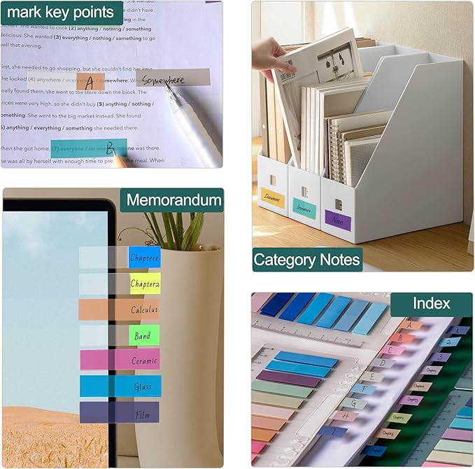 Golcellia Sticky Tabs, Book Tabs, Index Tabs, Page Tabs, Page Markers 1400 Pieces,70 Colors Annotation Tabs, Book Annotation Supplies