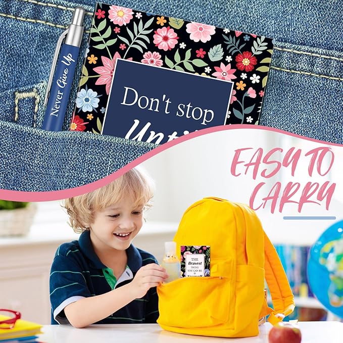 Yeaqee 72 Pcs Motivational Pens Notepads Gifts Set Inspirational Quote Ballpoint Pen Small Notebook Mini Journal Bulk Gifts for Teacher Coworker Gifts Women Office School(Inspiring)