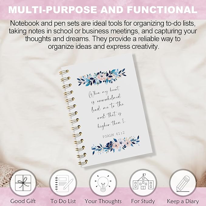 Christian Floral Notebook - Prayer Journal, Christian Gifts Journal, Bible Verse Notebook, Daily Prayer Journal, Bible Notebooks for Note Taking, Christian Gifts, 5.5x8.3 Inches