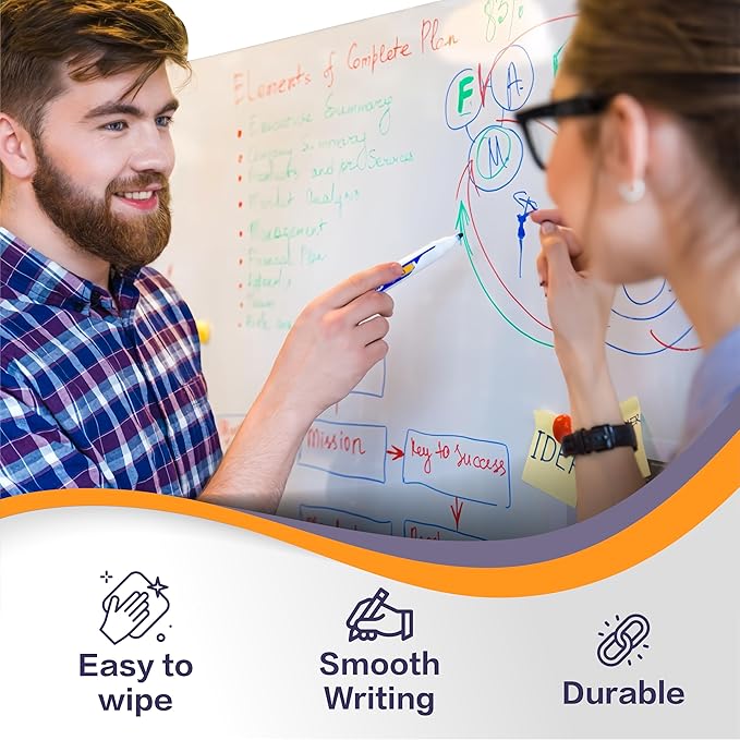 Magnetic Whiteboard Sticker Dry Erase Board for Wall - Adhesive Backing 48'' x 30'' Whiteboard for Classroom Office Home Include Marker Magnet Eraser