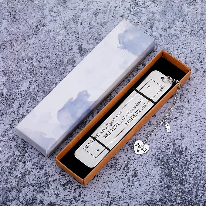 Inspirational Bookmark for Women Bookmarks with Chain 2023 for Book Lover Bookworm Graduation Birthday Gifts for Students Teens Kids Son Daughter Boys Girls Friend Retirement Going Away Bookmark Gift