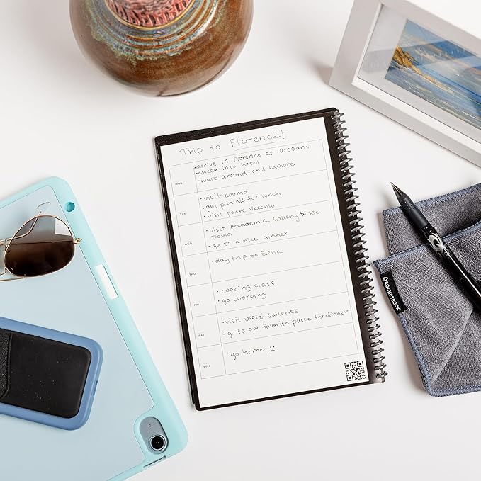 Rocketbook Fusion Reusable Undated Productivity Planner, Letter Size 8.5x11, Gray - Goals, Monthly and Weekly Calendar, Daily To-do List, Lined and Dotted Notes Pages