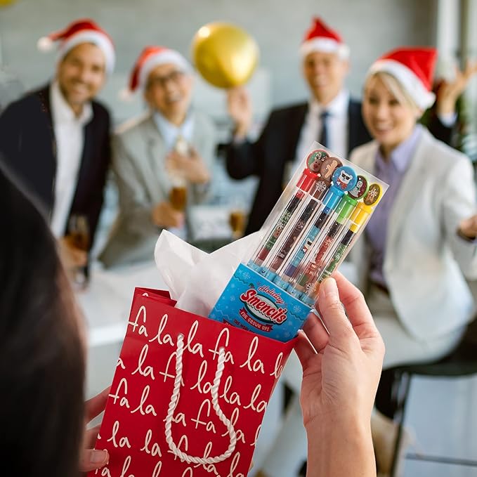 Holiday Smencils for Grown Ups - HB #2 Patented Gourmet Scented Fun Pencils, 5 Count - Stocking Stuffer, White Elephant Gifts for Adults, Office Supplies, Party Favors