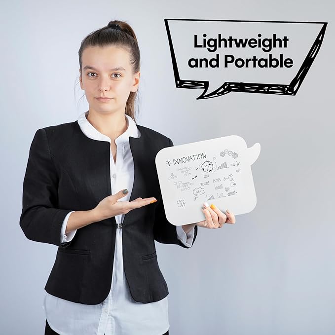 Speech Bubble White Board - Set of 10 - Dry Erase Answer Paddle for Kids and Adults - Smooth Surface for Easy Writing and Wiping - Reusable Paper Material - White