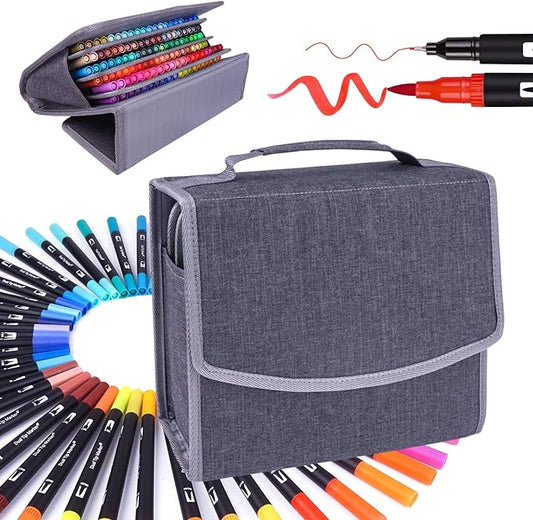 Markers for Adult Coloring Book, 120 Colors Art Markers Set Dual Tip Brush Pen, Coloring Markers Fine Point Kids Artist Drawing Paintings Diaries Journaling Art projects Art Supplies with Case