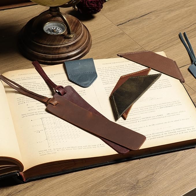 Londo Genuine Leather Handmade Bookmark (Set of 2) (Triangle, Damson)