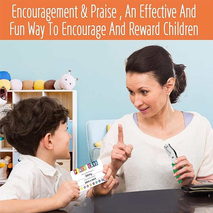 102 PCS Punch Cards, Star Shaped Incentive Reward Cards Business Size Student Award Cards Boost Creativity & Skills Development for Business, Classroom, Kids Behavior, Students, Teachers, 3.5” x 2”